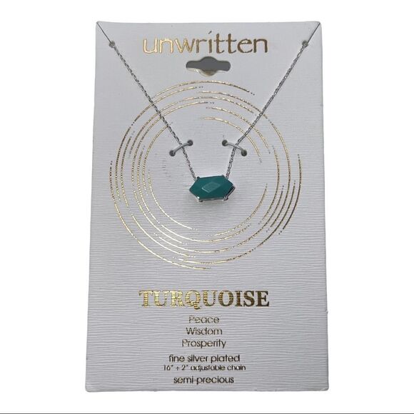 Unwritten Women's Fine Silver Plated Turquoise Stone Pendant Necklace New - Picture 1 of 2